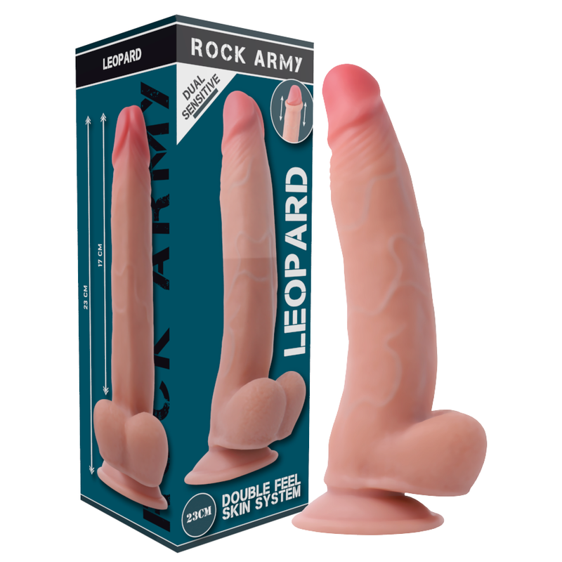 Rockarmy - Arnés + Dual Density Leopard Dildo Realista 23 Cm -o- 4.77 Cm