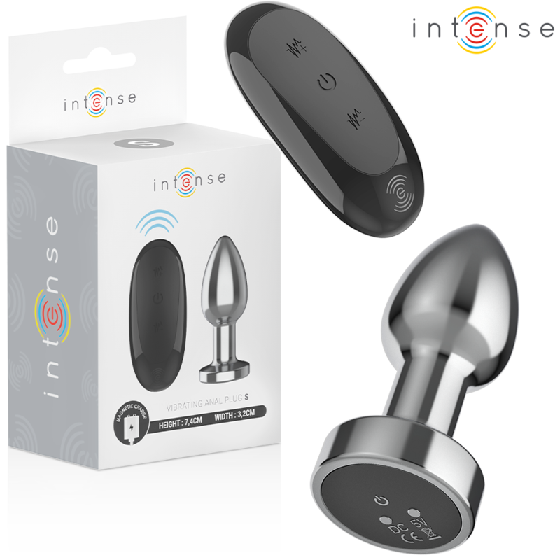 Intense - Plug Anal 10 Vibraciones Metal Con Control Remoto S