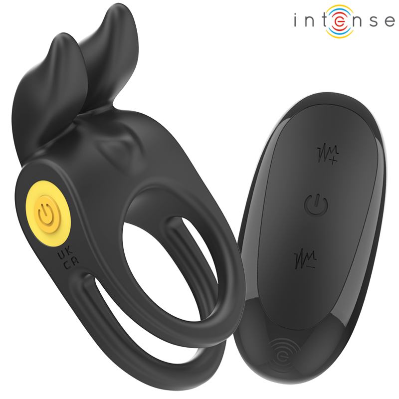 Intense - Sam Anillo Doble Vibrador Pene 10 Vibraciones Negro