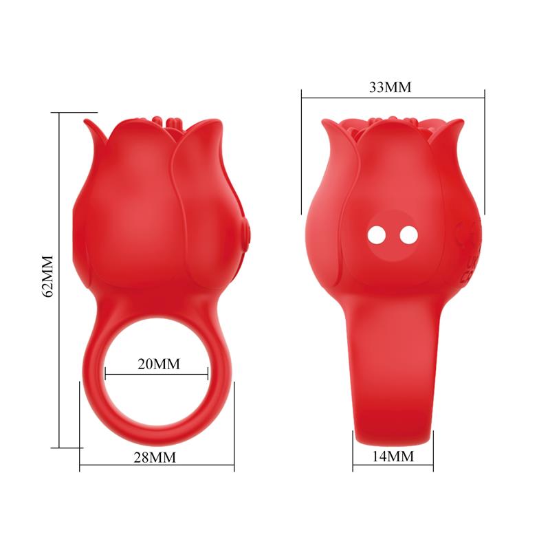Pretty Love - Jae Vibrador De Dedo Forma De Rosa 10 Vibraciones Rojo