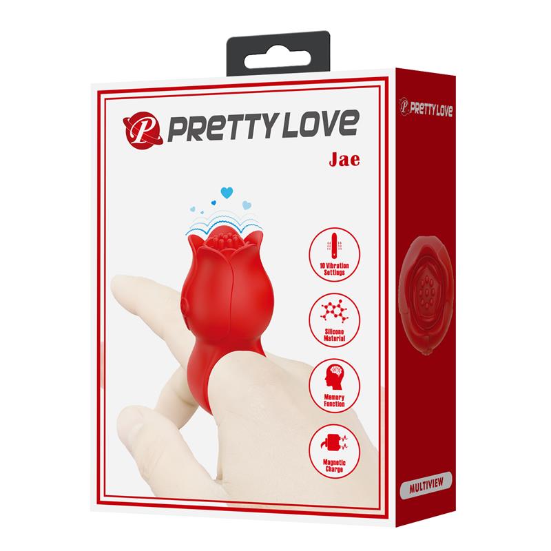 Pretty Love - Jae Vibrador De Dedo Forma De Rosa 10 Vibraciones Rojo