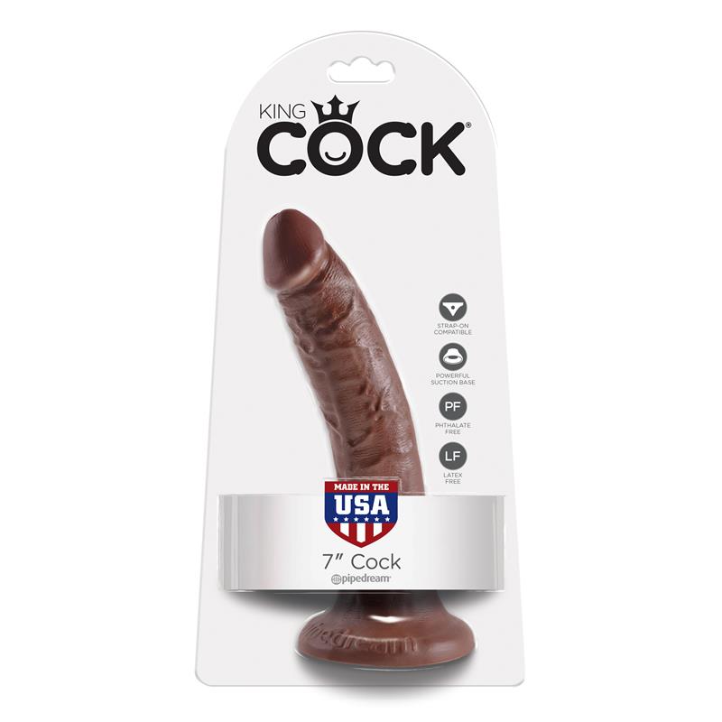 King Cock Pene De 17,78 Cm - Color Marrón