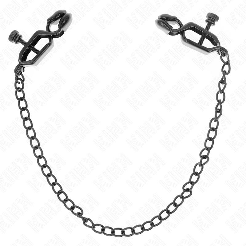 Kink - Pinzas Para Pezones Planas Negro Con Cadena Negro 30 Cm