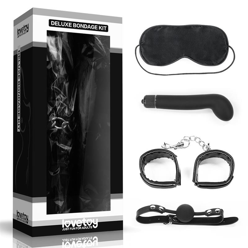 Kit Bondage Deluxe Con Vibrador Negro
