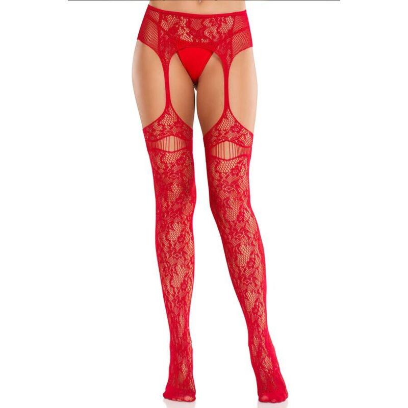 Leg Avenue - Medias De Encaje Con Ligas Rojo