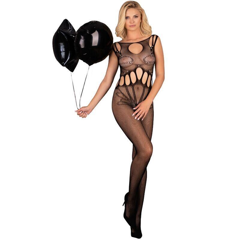 Livco Corsetti Fashion - Amahil Bodystocking Crotchless Negro Talla Única