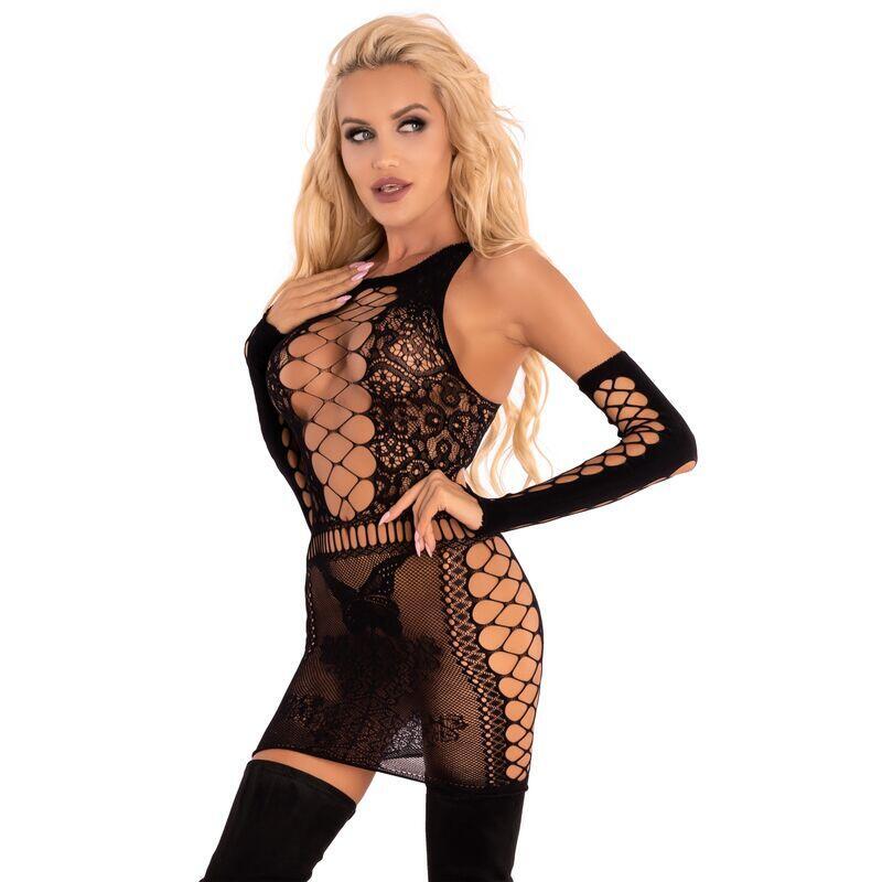 Livco Corsetti Fashion - Marlamina Xg030 Camisa + Guantes Negro S/L