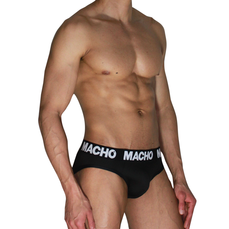 Macho - Mch007 Slip Clásico Negro + Negro L