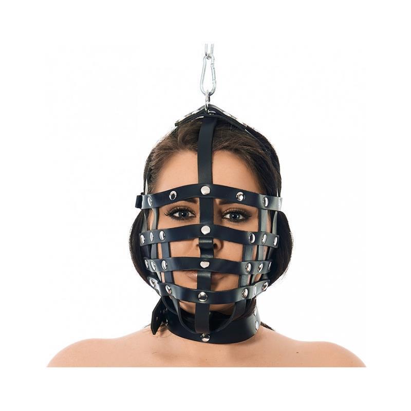 Máscara Cuero Con Forma De Bozal Ajustable