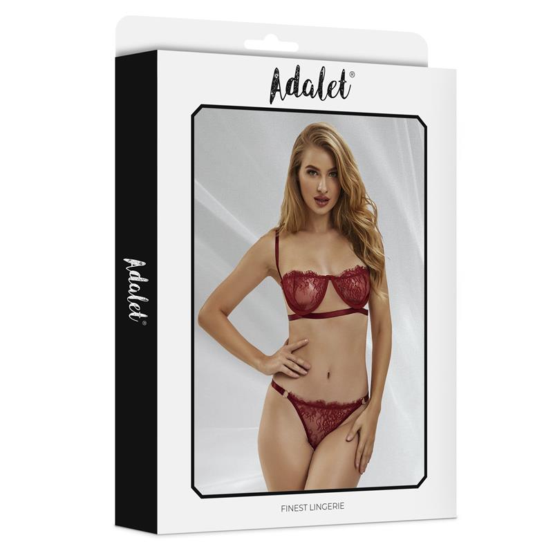 Mia Set Sujetador Y Tanga De Encaje Burgundy Talla (Interno):S/M