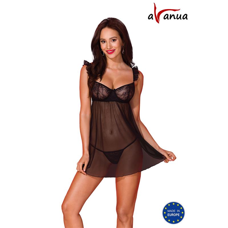 Milagros Chemise Y Tanga Negro Talla (Interno):S/M
