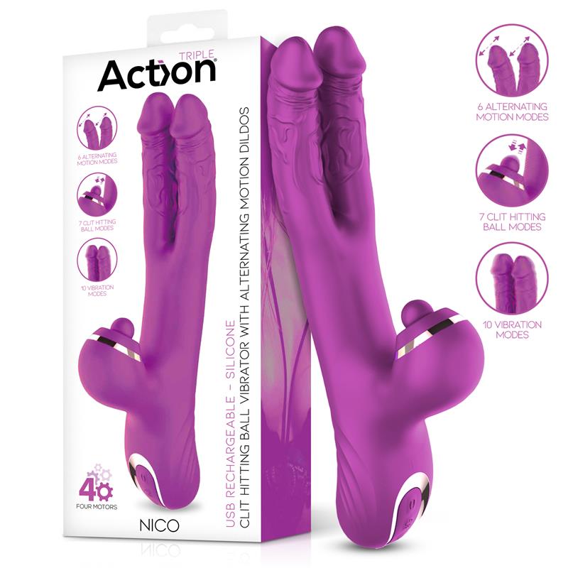 Nico Vibrador Con Dildos Alternantes Y Bola Percutora 4 Motores