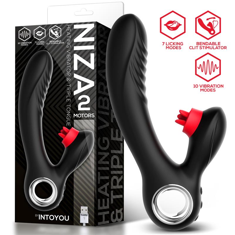 Niza Vibrador Con Calor Y Triple Lengua Estimuladora De Clítoris