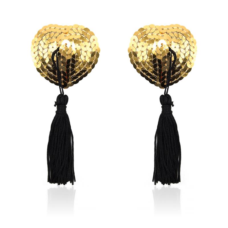 Pezonera De Corazón Con Lentejuelas Doradas