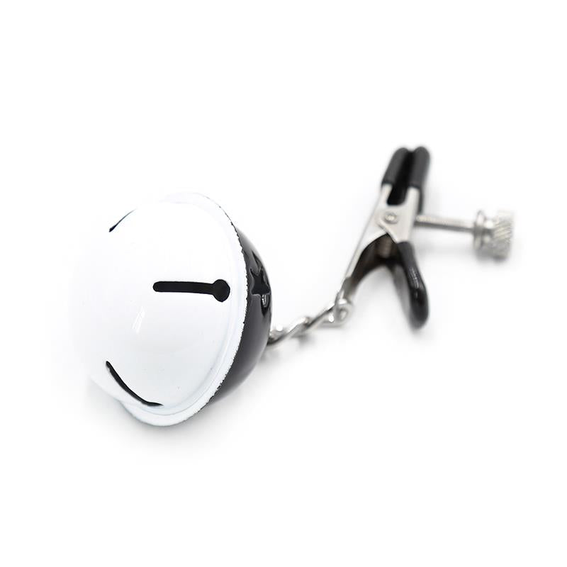 Pinzas Para Pezones Con Cascabeles Blanco/Negro