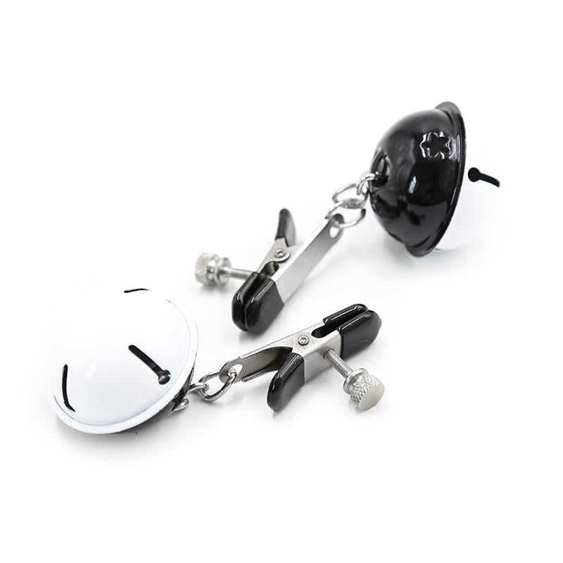 Pinzas Para Pezones Con Cascabeles Blanco/Negro