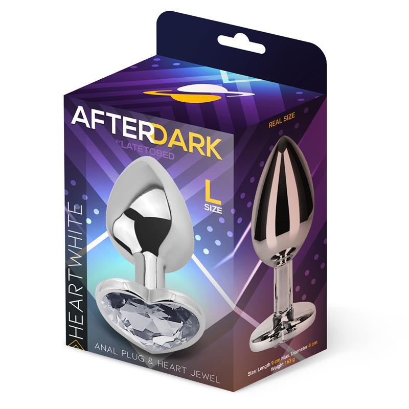 Plug Anal Con Joya De Corazón Blanco Talla L