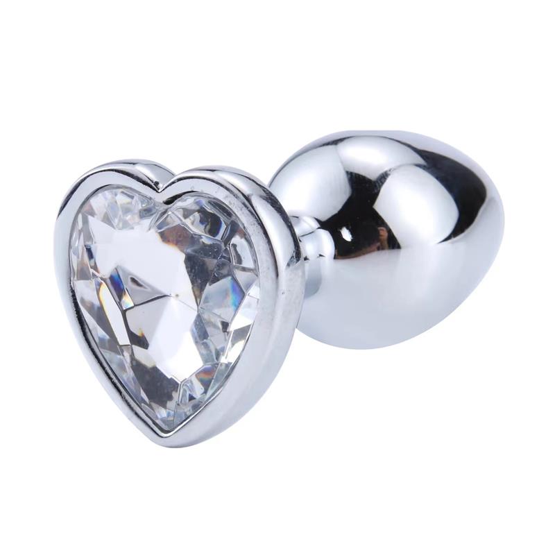 Plug Anal Con Joya De Corazón Blanco Talla M