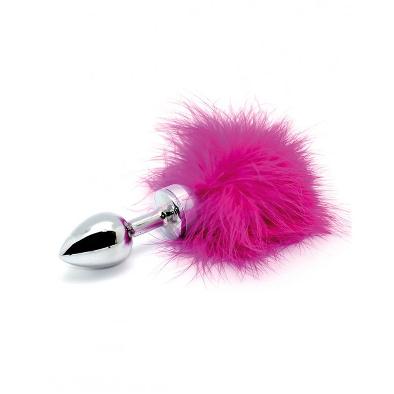 Plug Anal Con Plumas Rosa 73mm