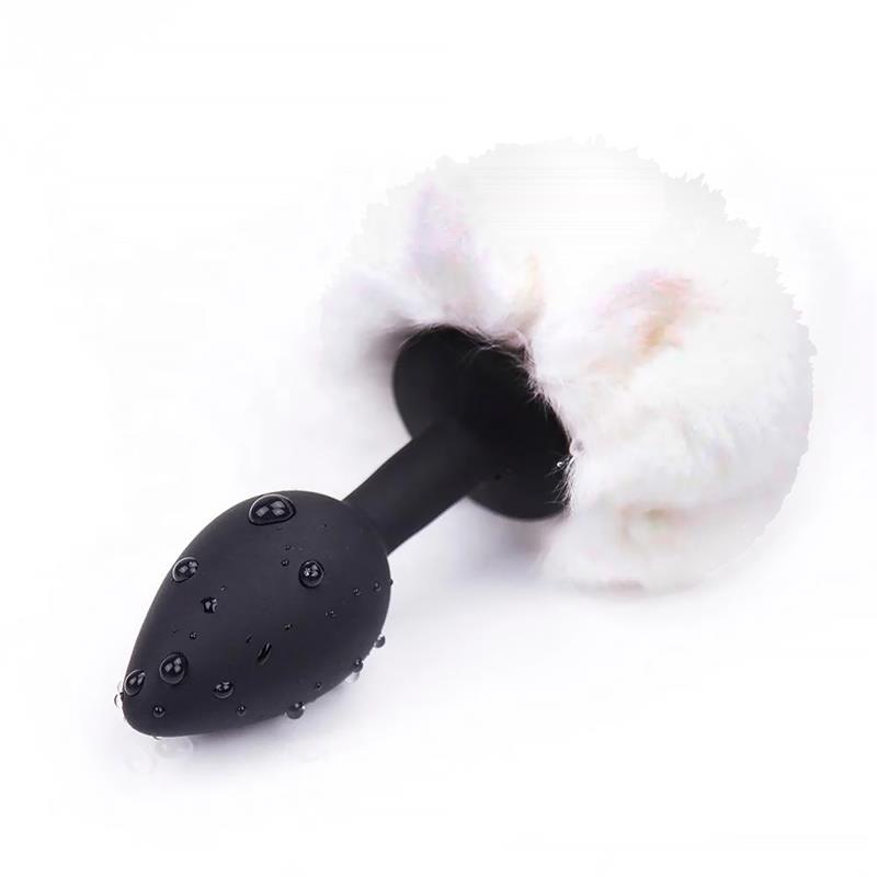 Plug Anal Con Pompón Blanco Talla S