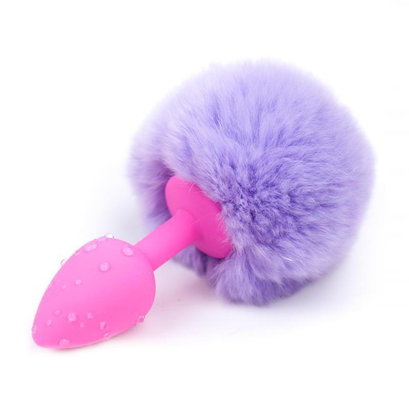 Plug Anal Con Pompón Púrpura Claro Talla S
