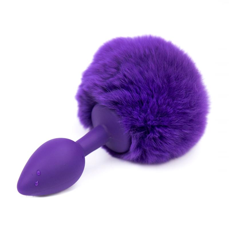 Plug Anal Con Pompón Púrpura Talla S