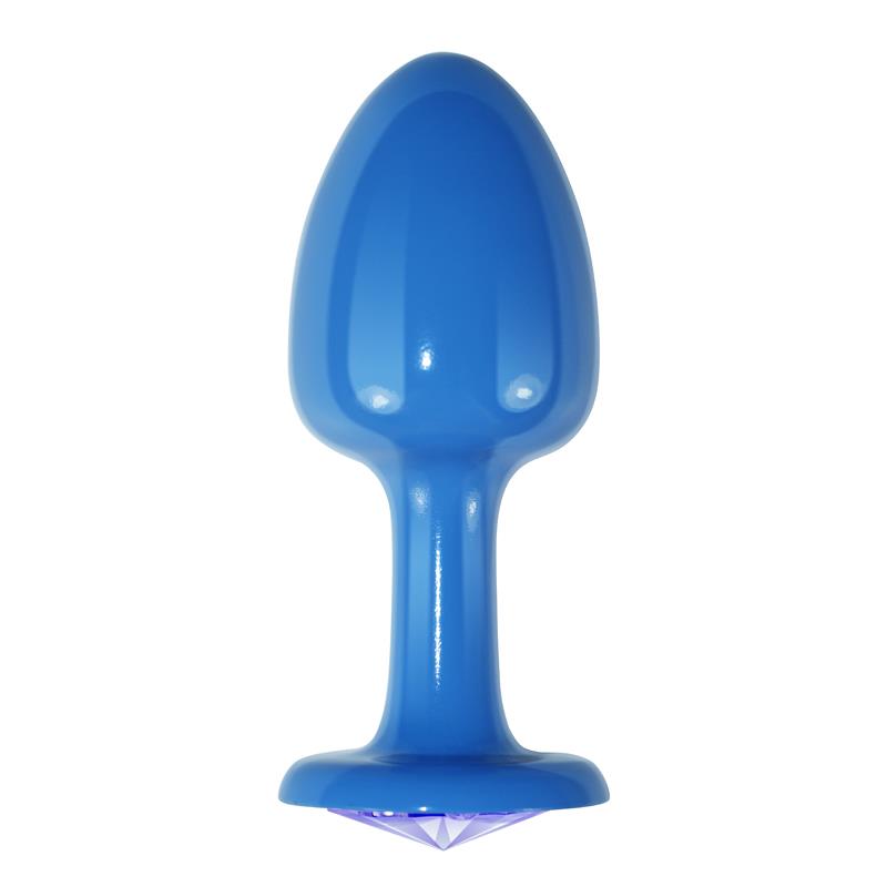Plug Anal De Metal Azul Rosebud Con Joya Azul