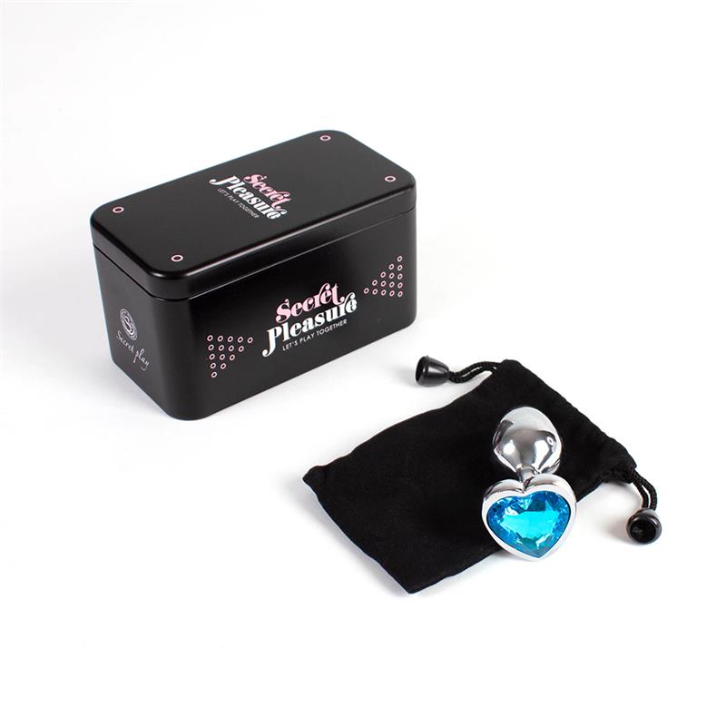 Secretplay - Metal Butt Plug Corazón Azul Talla S 7 Cm