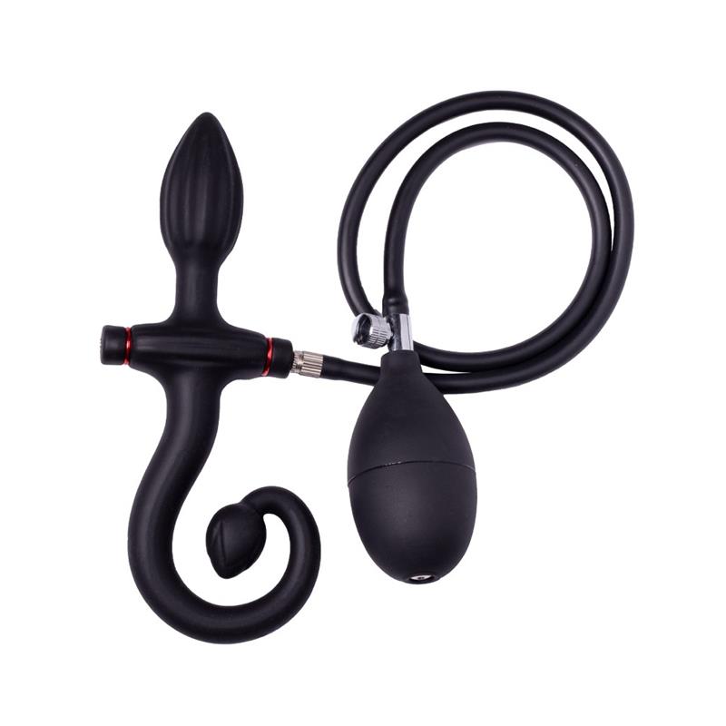 Plug Anal Inflable Con Bomba Negro