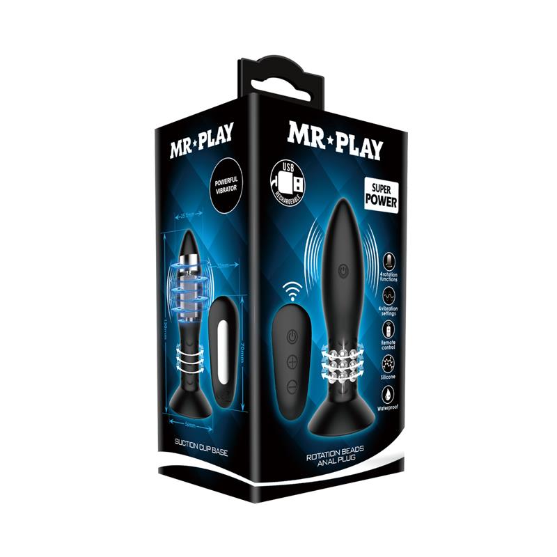 Mr Play - Plug Con Bolas Rotadoras Negro Control Remoto