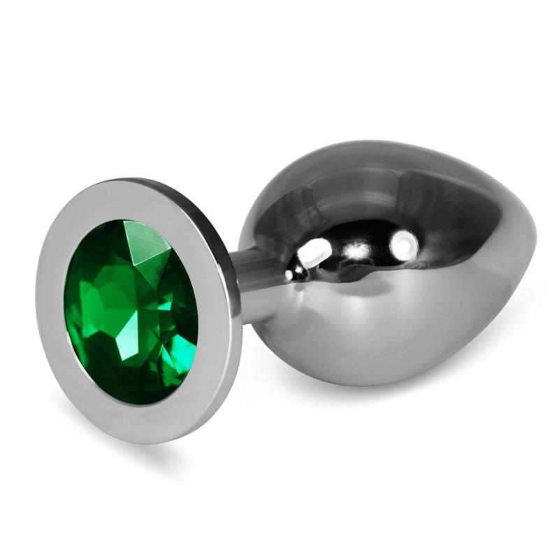 Plug Anal Metal Rosebud Classic Con Joya Verde Talla L