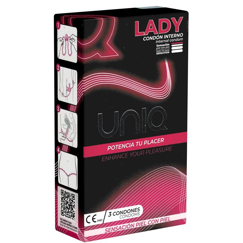 Uniq - Lady Condom Preservativos Femeninos Con Liguero Sin Latex 3 Unidades