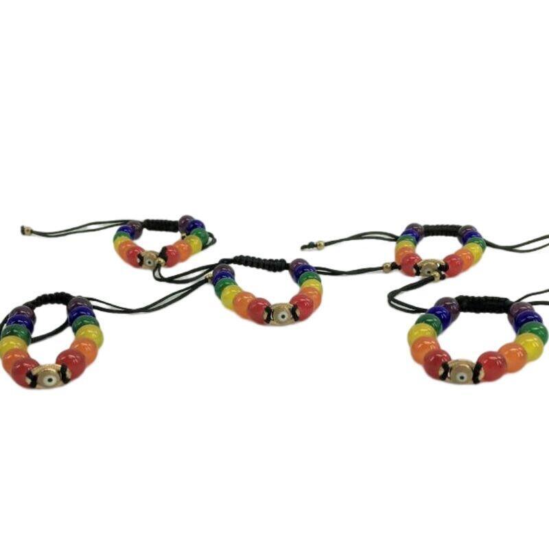 Pride - Pulsera Con Ojo Turco Y Bandera Lgbt