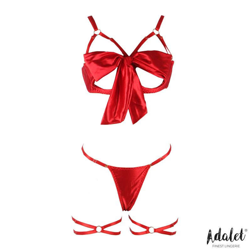 Riley Set Sujetador Con Lazo, Tanga Y Ligas Talla (Interno):S/M