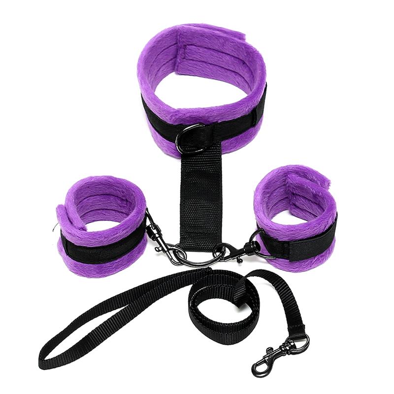 Collar Y Esposas Desmontable Púrpura Ajustable