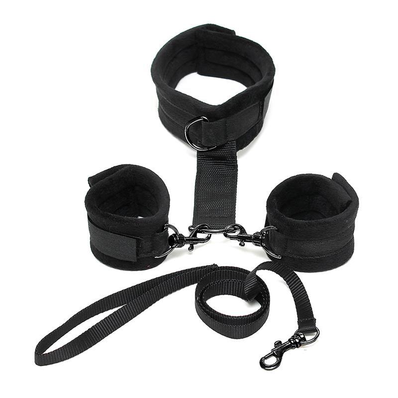 Collar Y Esposas Desmontables Negro Ajustables
