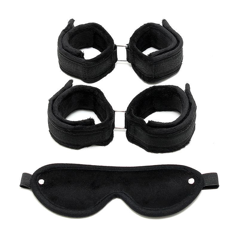 Rimba Bondage Play Set De Esposas Para Muñecas Y Tobillos Color Negro