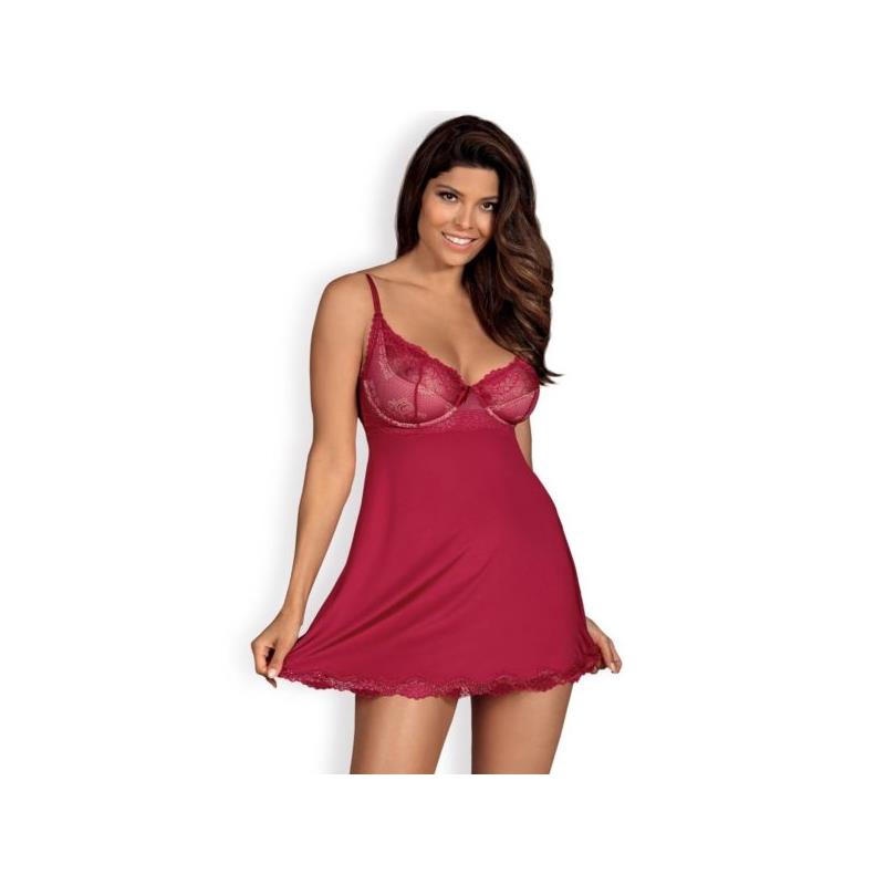 Rosalyne Babydoll Y Tanga Rojo Talla (Interno):S/M
