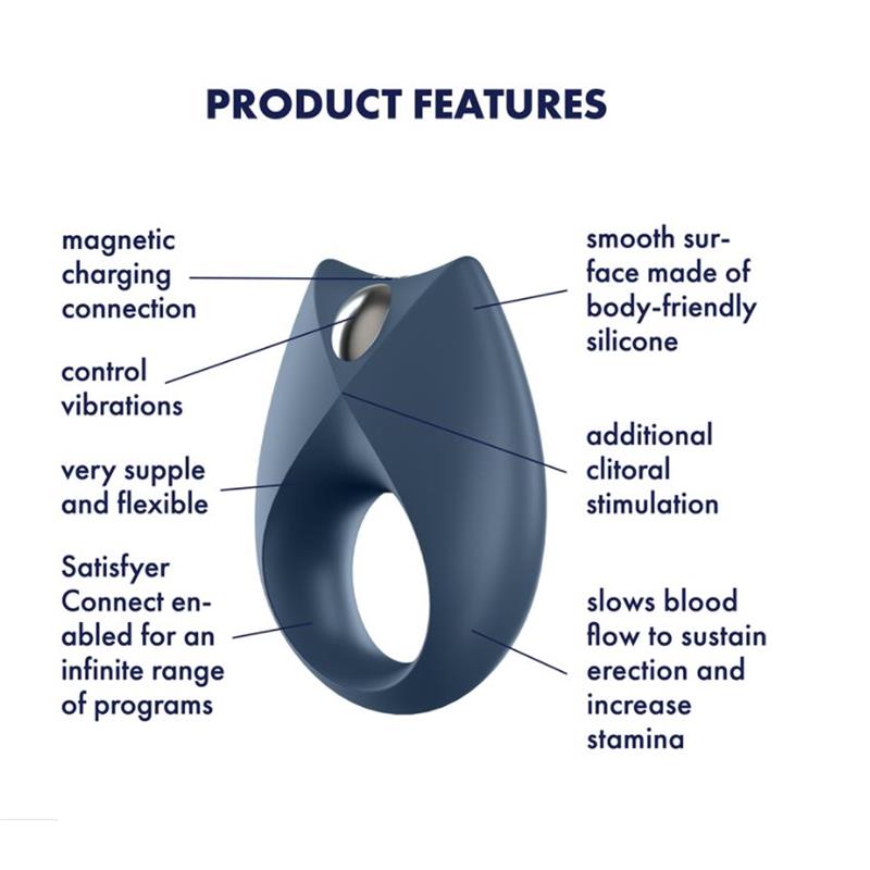 Royal One Anillo Vibrador Con App Azul