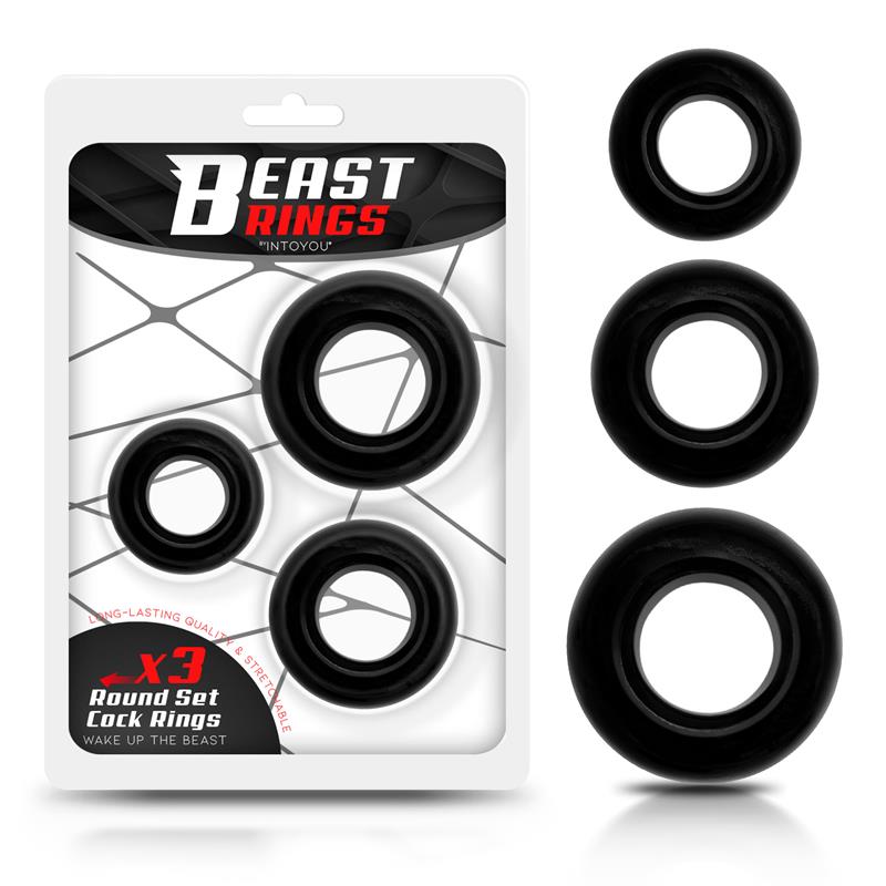 Set 3 Anillos Para El Pene Flexibles Negros