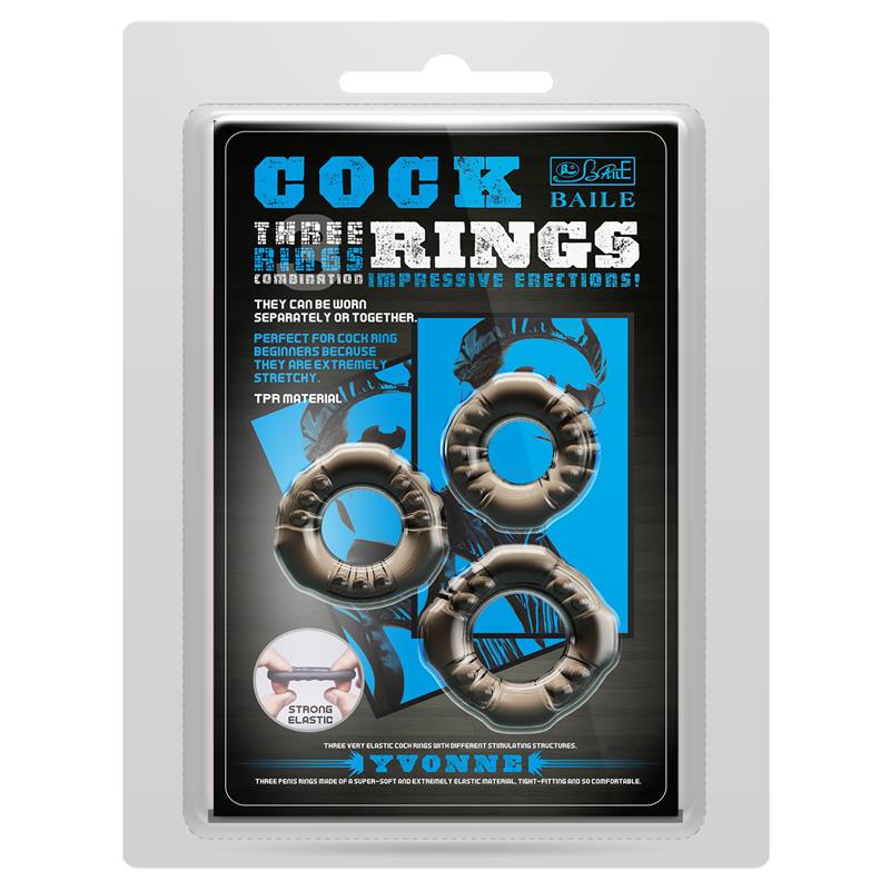 Baile - Cock Rings Yvonne Set 3 Anillos Pene