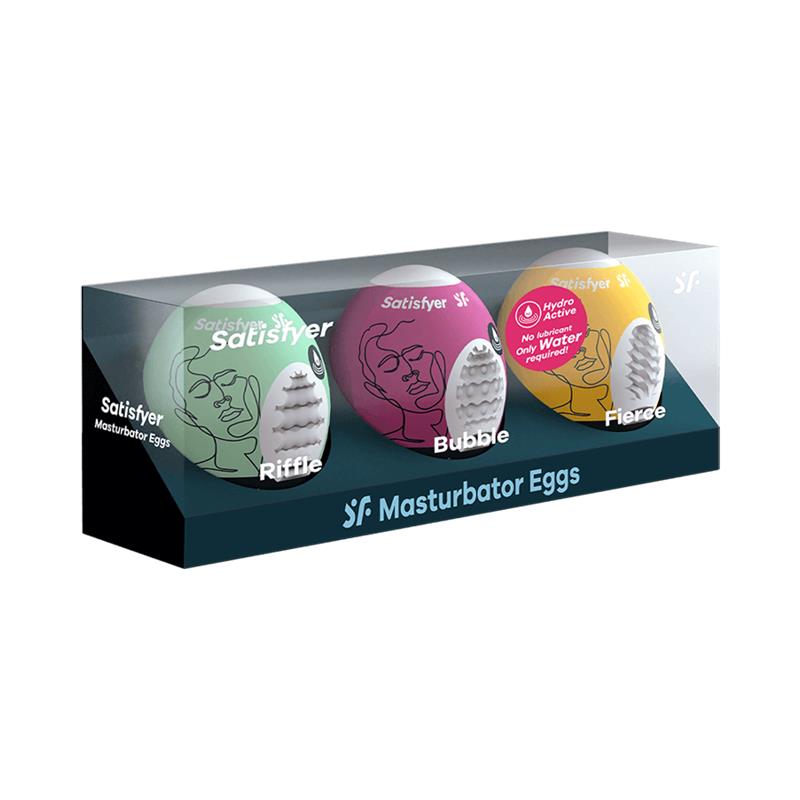Satisfyer - 3 Huevos Masturbadores Riffle, Bubble & Fierce