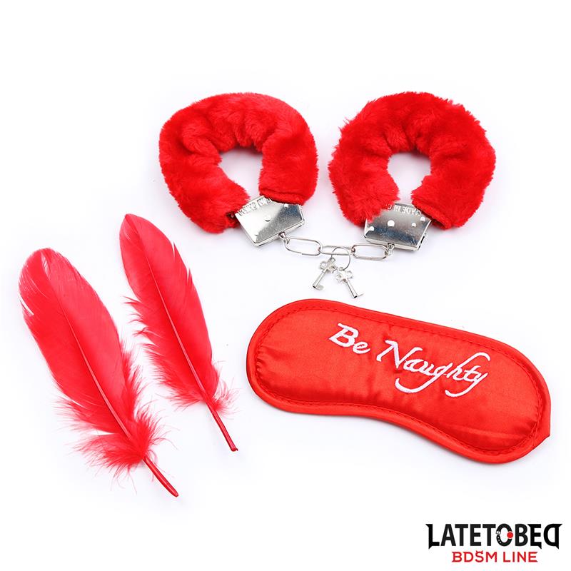 Set De 3 Piezas Antifaz, Plumas Y Esposas