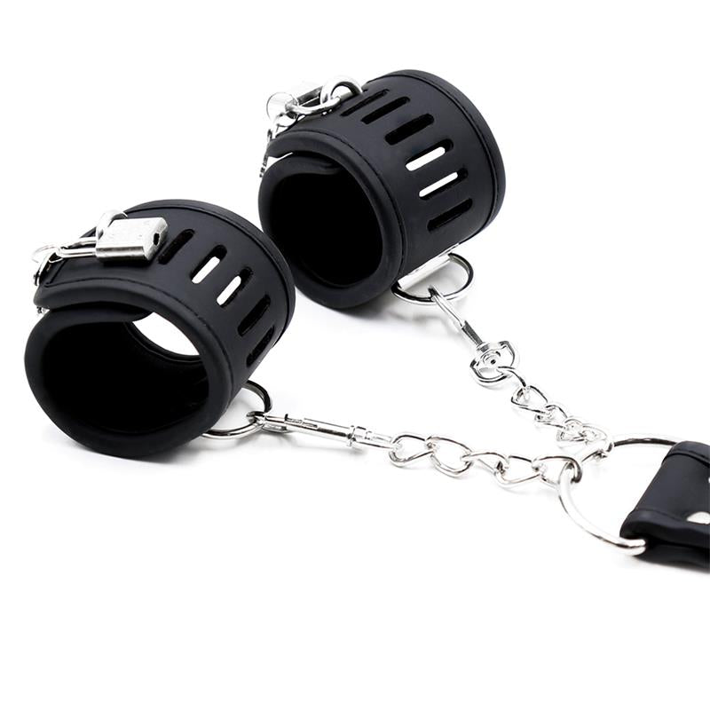 Set De Collar Con Esposas Y Para Muñecas Cuero Vegano