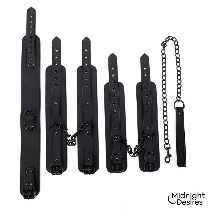 Set De Restricciones Con Esposas Y Collar Con Correa