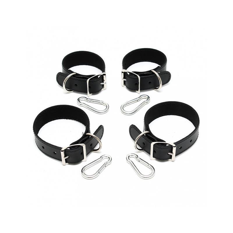 Set Esposas Para Manos Y Pies Cuero 2.5cm