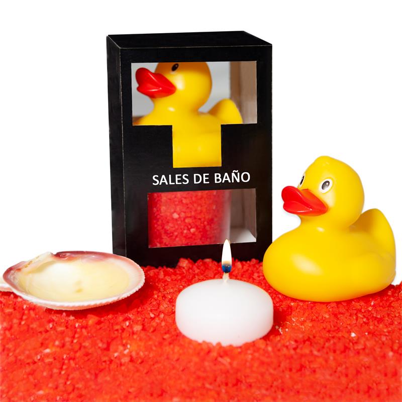 Set Sales Baño Aroma Frutos Rojos Pato, Vela Y Concha 150 Gr