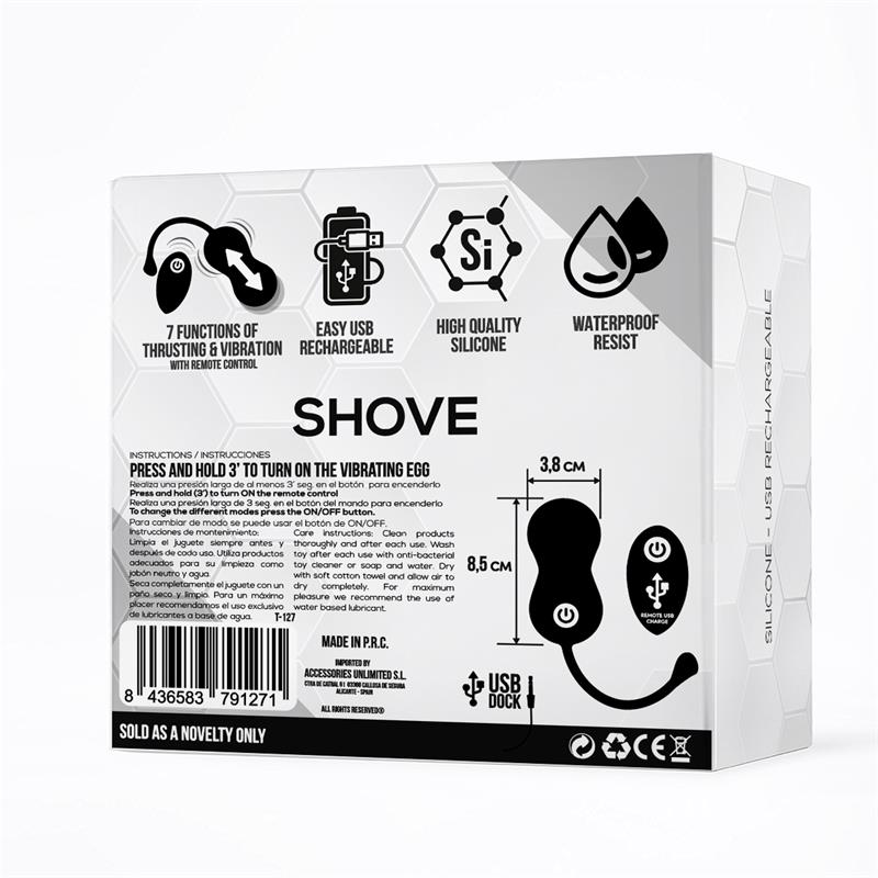 Huevo Vibrador Shove Con Control Remoto Usb Función Movimiento Up And Down Usb Silicona