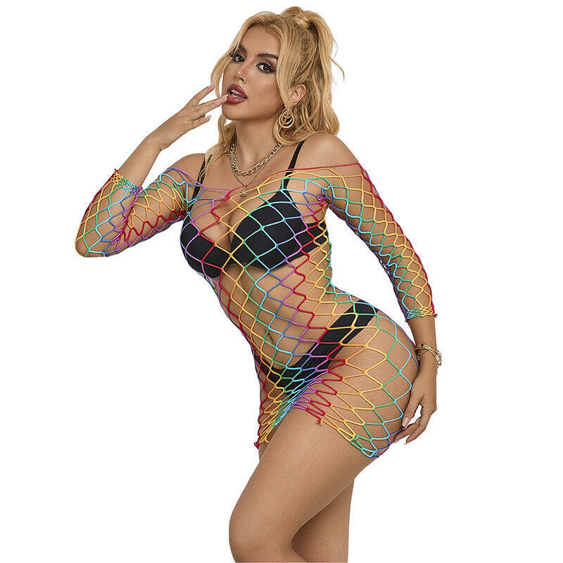 Subblime - 952426 Bodystocking De Rejilla Manga Larga Arcoiris Talla Única