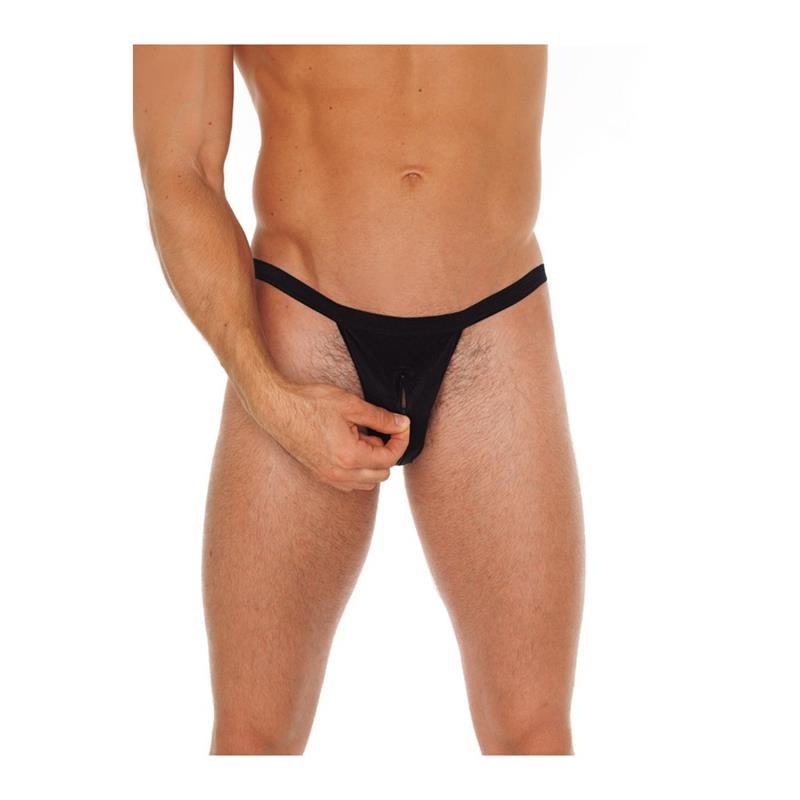 Tanga Con Cremallera Negro Talla Única